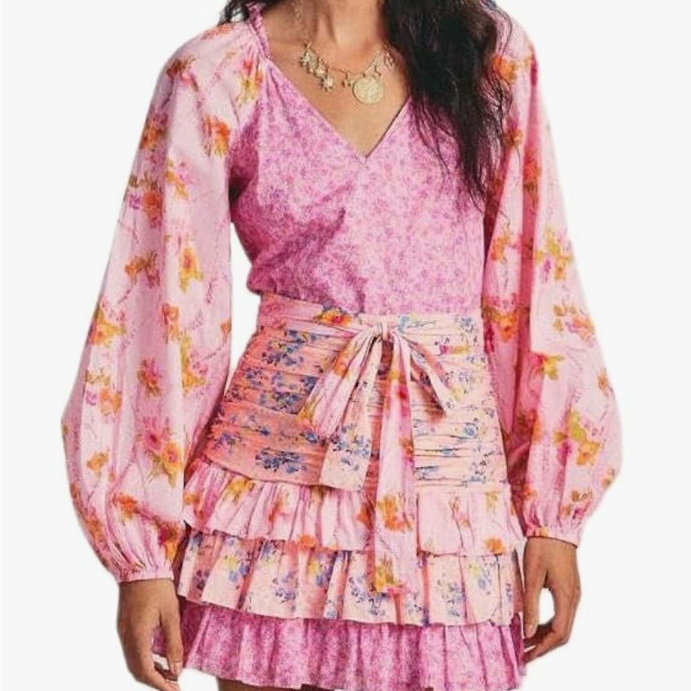 Bohemian Y2K Floral Pink Long Sleeve Dress